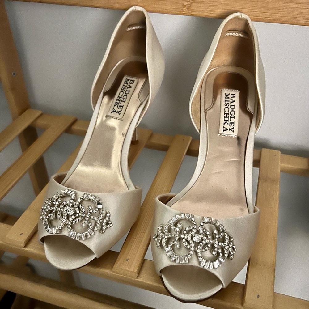Badgley Mischka Ivory Bridal Shoes Size 7